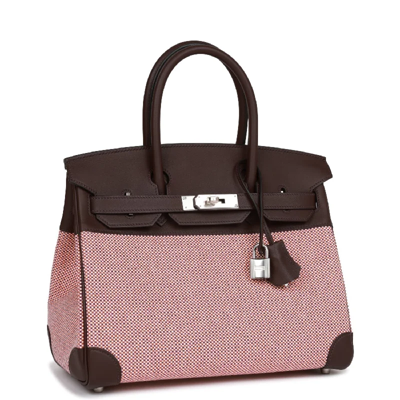 Hermes Quadrille Birkin 30 Rouge Sellier Toile and Swift Palladium Hardware