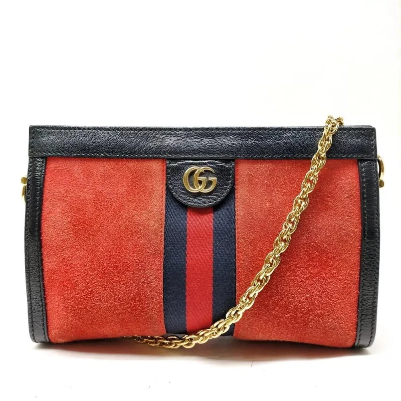 Gucci Sherry Line Red Suede Leather Shoulder Bag