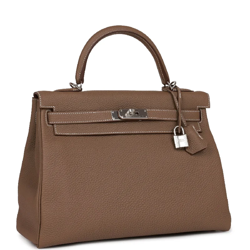 Hermes Kelly Retourne 32 Etoupe Togo Palladium Hardware