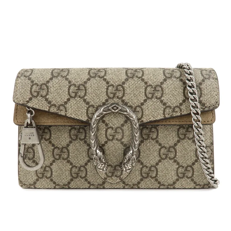 GUCCI Gucci Duonissos GG Supreme Suede Super Mini Bag Beige 476432