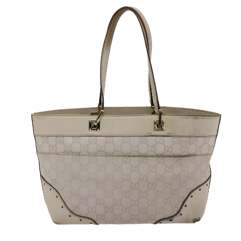 GUCCI  Shima Tote Bag Leather White  49072