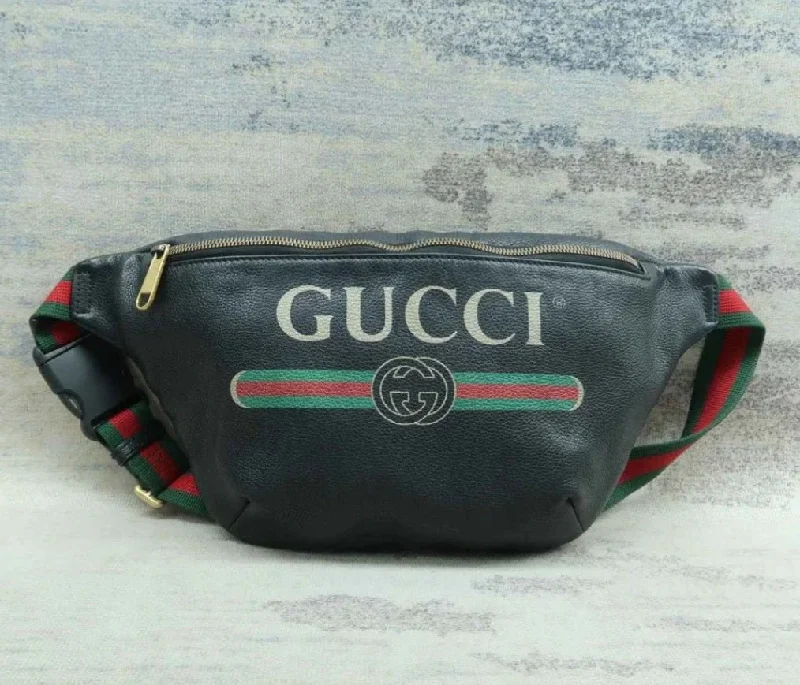 Gucci Black Large Leather Belt Bag