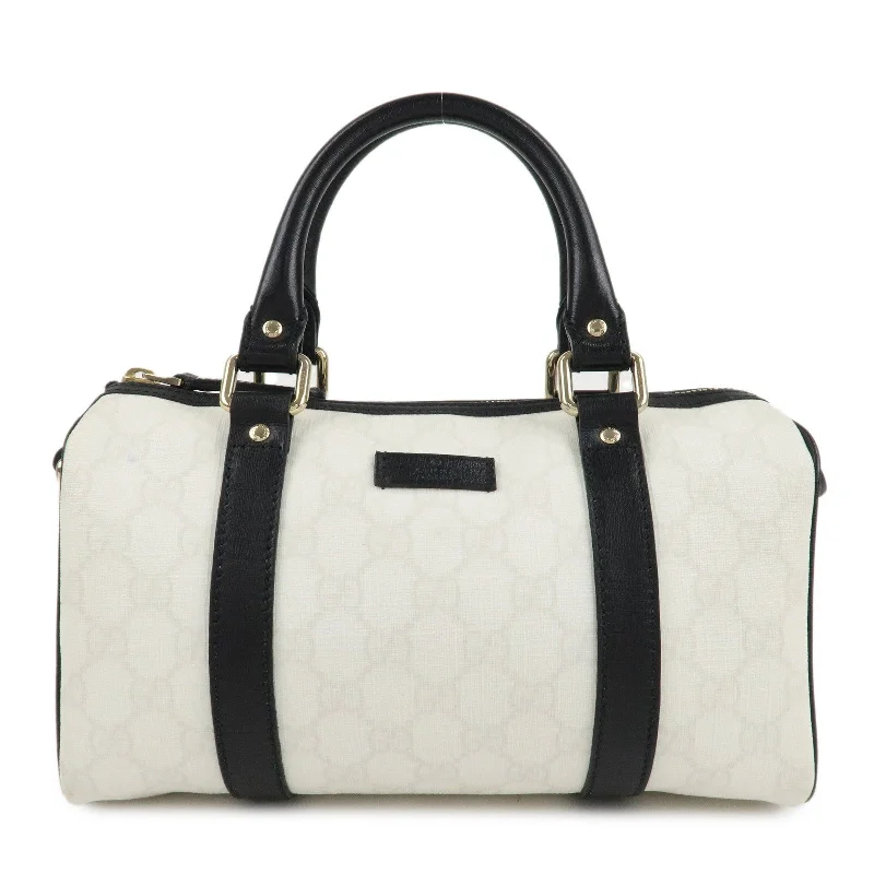 GUCCI GG Supreme Patent Leather Mini Boston Bag Ivory Black 193604