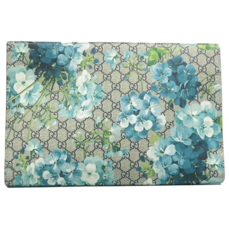 GUCCI Blooms Blue Canvas Clutch Bag