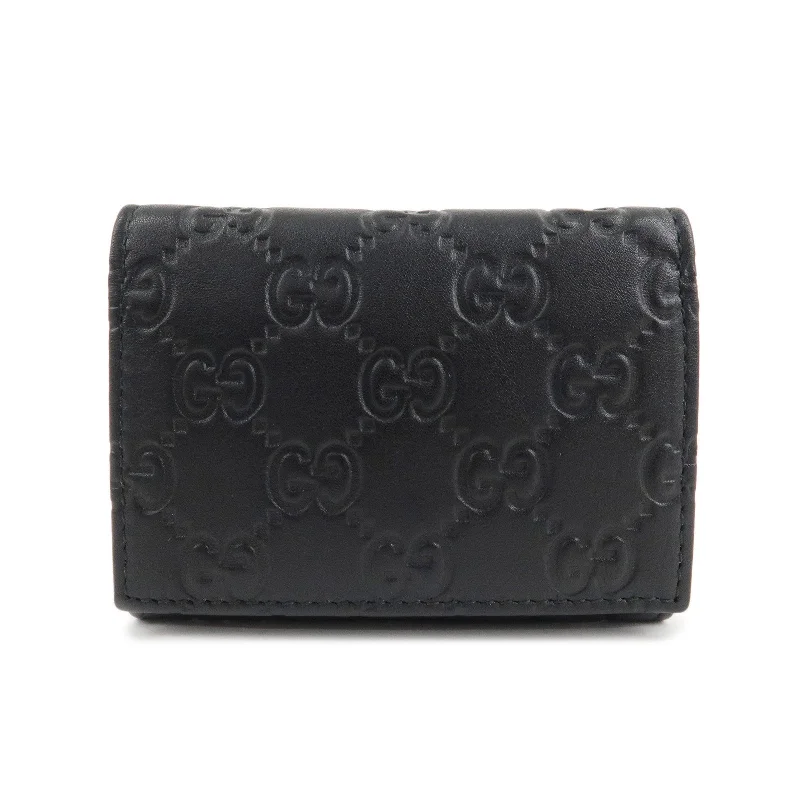 GUCCI Guccissima Leather Card Case Black 120965