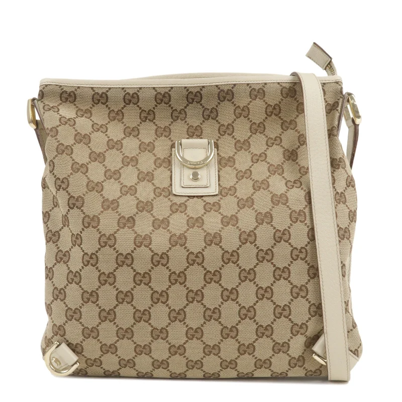 GUCCI Abbey GG Canvas Leather Shoulder Bag Beige Ivory 131326