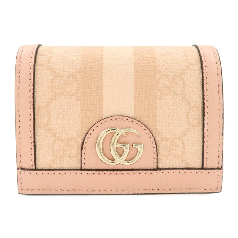 GUCCI Ophidia Sherry GG Supreme Leather Wallet Pink 523155