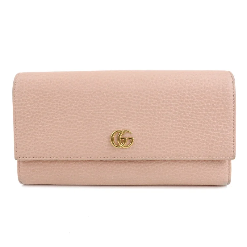 GUCCI Petit Marmont Leather Bi-fold Long Wallet Pink 456116