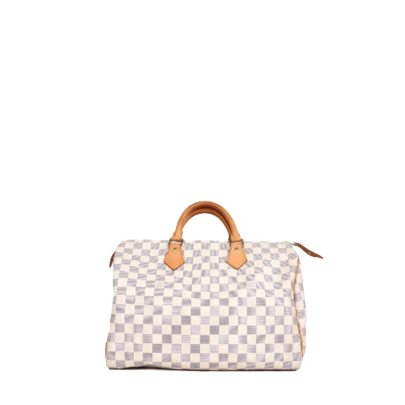 LOUIS VUITTON - Sac à main Speedy 35 Louis Vuitton en toile damier azur