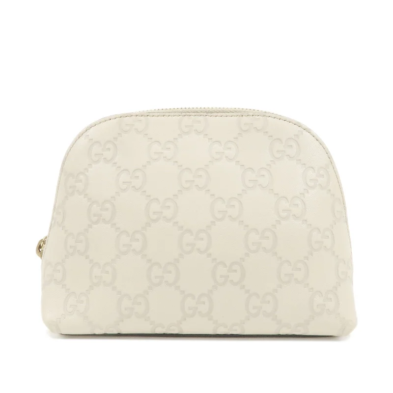 GUCCI Guccissima Leather Pouch Cosmetic POuch Ivory 141810