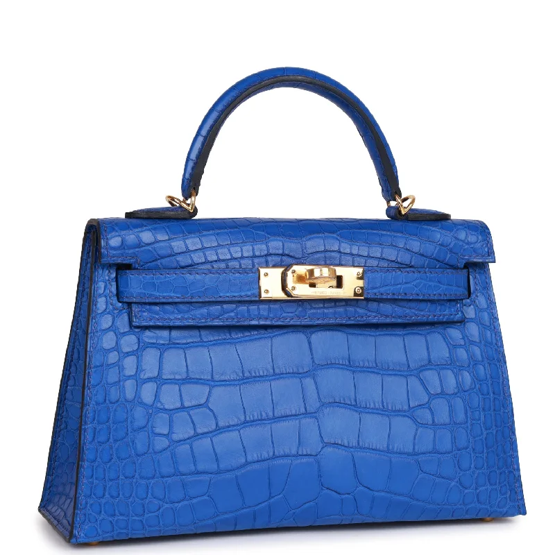 Hermes Kelly Sellier 20 Bleu Royal Matte Alligator Gold Hardware