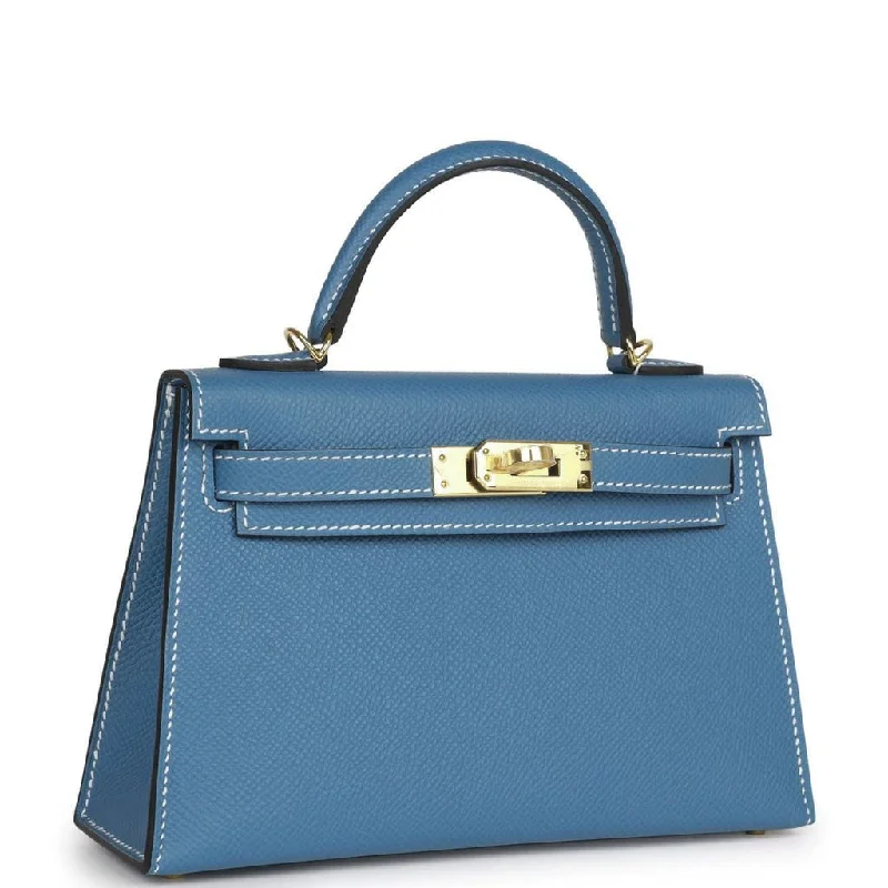 Hermes Kelly Sellier 20 Blue Jean Epsom Gold Hardware