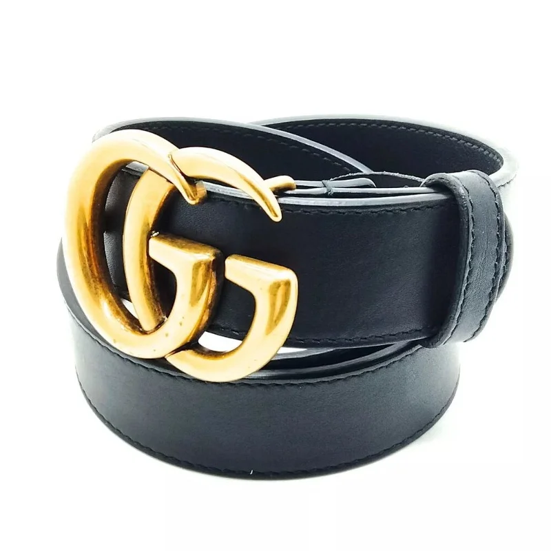 Gucci Belt Black Gold Leather