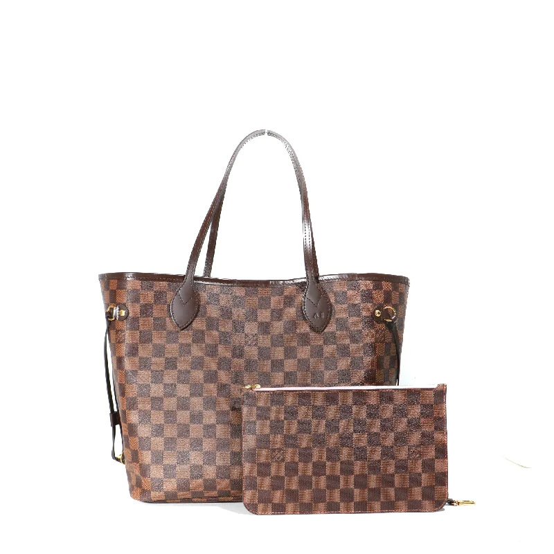 LOUIS VUITTON - Sac cabas Neverfull MM damier ébène et pochette