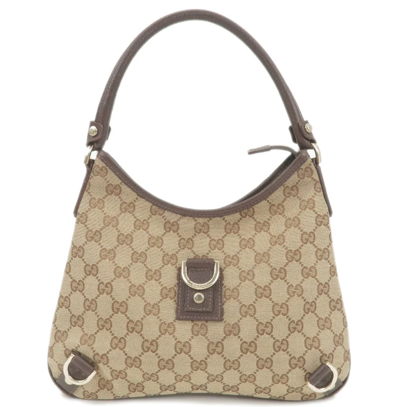 GUCCI Abbey GG Canvas Leather Shoulder Bag Beige Brown 130738