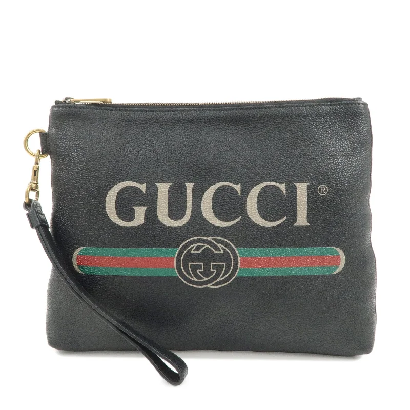 GUCCI Sherry Leather Portfolio Clutch Bag Medium Black 572770