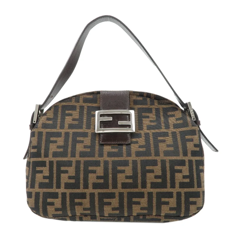 FENDI Zucca Canvas Leather Semi-Shoulder Bag Brown Black 26725